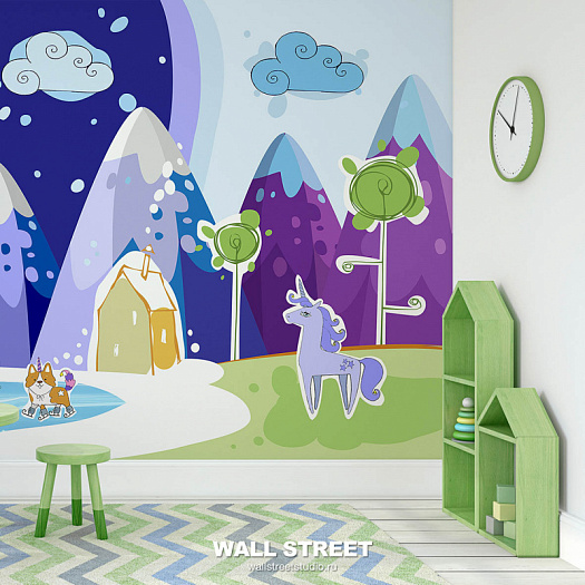 Фотообои в интерьере артикул Unicorn Valley 5, UNICORN VALLEY, Wall street